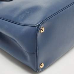 Pre Owned Prada Blue Saffiano Lux Leather Medium Double Zip Tote