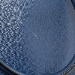 Pre Owned Prada Blue Saffiano Lux Leather Medium Double Zip Tote