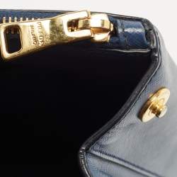 Pre Owned Prada Blue Saffiano Lux Leather Medium Double Zip Tote