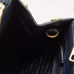 Pre Owned Prada Blue Saffiano Lux Leather Medium Double Zip Tote