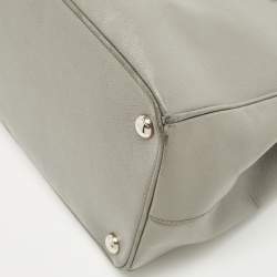 Pre Owned Prada Grey Saffiano Lux Leather Medium Double Zip Tote