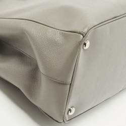 Pre Owned Prada Grey Saffiano Lux Leather Medium Double Zip Tote