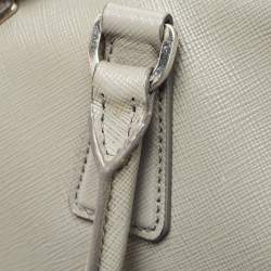 Pre Owned Prada Grey Saffiano Lux Leather Medium Double Zip Tote