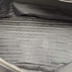 Pre Owned Prada Grey Saffiano Lux Leather Medium Double Zip Tote