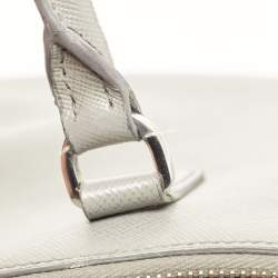 Pre Owned Prada Grey Saffiano Lux Leather Medium Double Zip Tote