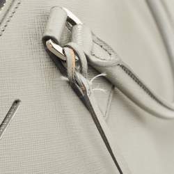 Pre Owned Prada Grey Saffiano Lux Leather Medium Double Zip Tote
