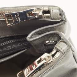 Pre Owned Prada Grey Saffiano Lux Leather Medium Double Zip Tote
