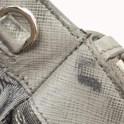 Pre Owned Prada Grey Saffiano Lux Leather Medium Double Zip Tote
