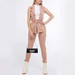 Pre Owned Prada Black Satin Crystal Embellished Chain Clutch