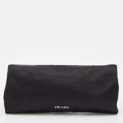 Pre Owned Prada Black Satin Crystal Embellished Chain Clutch
