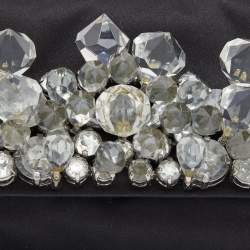 Pre Owned Prada Black Satin Crystal Embellished Chain Clutch