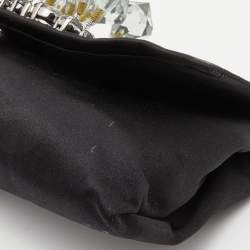 Pre Owned Prada Black Satin Crystal Embellished Chain Clutch