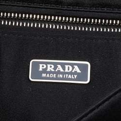 Pre Owned Prada Black Satin Crystal Embellished Chain Clutch