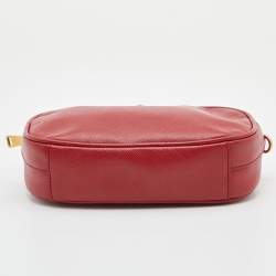 Pre Owned Prada Red Saffiano Lux Leather Convertible Chain Belt Bag