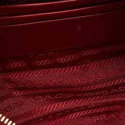 Pre Owned Prada Red Saffiano Lux Leather Convertible Chain Belt Bag