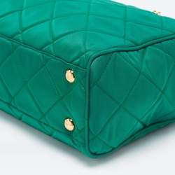 Pre Owned Prada Green Quilted Nylon Chain Bauletto Bag