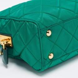 Pre Owned Prada Green Quilted Nylon Chain Bauletto Bag