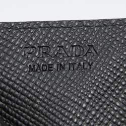 Pre Owned Prada Navy Blue Saffiano Leather Card Holder