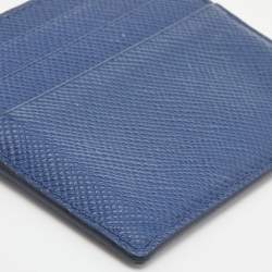 Pre Owned Prada Navy Blue Saffiano Leather Card Holder