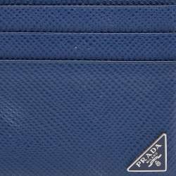 Pre Owned Prada Navy Blue Saffiano Leather Card Holder