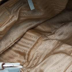 Pre Owned Prada Beige/Blue Canvas and Leather Shoulder Bag