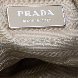 Pre Owned Prada Beige/Blue Canvas and Leather Shoulder Bag