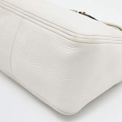Pre Owned Prada White Vitello Daino Leather Boston Bag