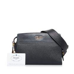 Pre Owned Prada Black Esplanade Saffiano Crossbody Bag