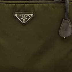 Pre Owned Prada Olive Green Nylon Tote