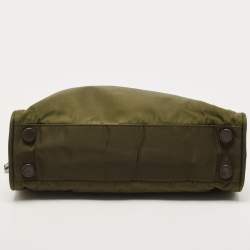 Pre Owned Prada Olive Green Nylon Tote