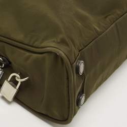 Pre Owned Prada Olive Green Nylon Tote