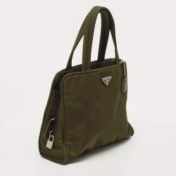 Pre Owned Prada Olive Green Nylon Tote