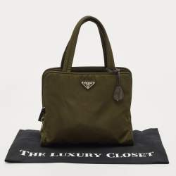 Pre Owned Prada Olive Green Nylon Tote