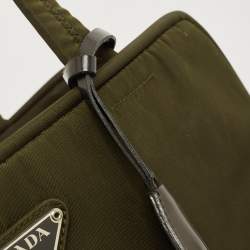 Pre Owned Prada Olive Green Nylon Tote