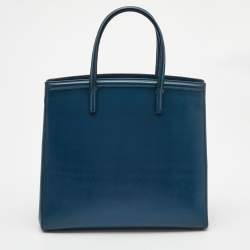 Pre Owned Prada Teal Blue Saffiano Vernice Leather Parabole Tote