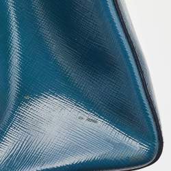 Pre Owned Prada Teal Blue Saffiano Vernice Leather Parabole Tote