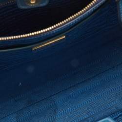 Pre Owned Prada Teal Blue Saffiano Vernice Leather Parabole Tote