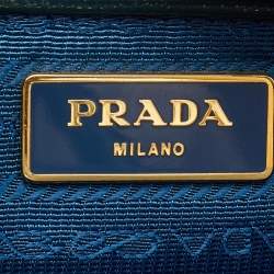 Pre Owned Prada Teal Blue Saffiano Vernice Leather Parabole Tote