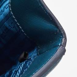 Pre Owned Prada Teal Blue Saffiano Vernice Leather Parabole Tote