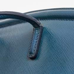 Pre Owned Prada Teal Blue Saffiano Vernice Leather Parabole Tote
