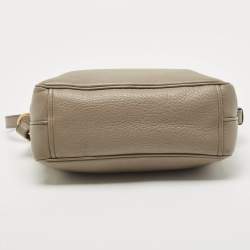 Prada Grey Leather Double Zip Camera Crossbody Bag