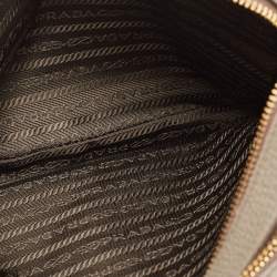 Prada Grey Leather Double Zip Camera Crossbody Bag