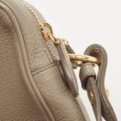 Prada Grey Leather Double Zip Camera Crossbody Bag