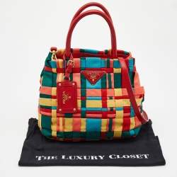 Pre Owned Prada Multicolor Woven Nylon Tote