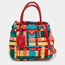 Pre Owned Prada Multicolor Woven Nylon Tote