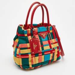 Pre Owned Prada Multicolor Woven Nylon Tote