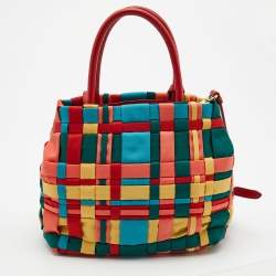 Pre Owned Prada Multicolor Woven Nylon Tote