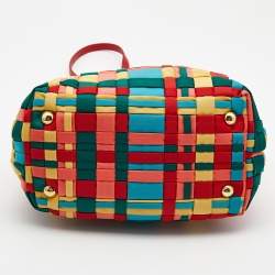 Pre Owned Prada Multicolor Woven Nylon Tote