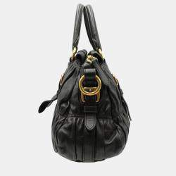 Classic Black Nappa Leather Gaufre Shoulder Bag
