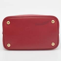 Pre Owned Prada Red Saffiano Cuir Leather Medium Panier Top Handle Bag
